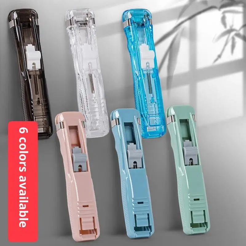 Mini Traceless Reusable Hand Clamp Push Stapler Paper Book File Office School Student Binder Binding Tools Supplies Accessories
