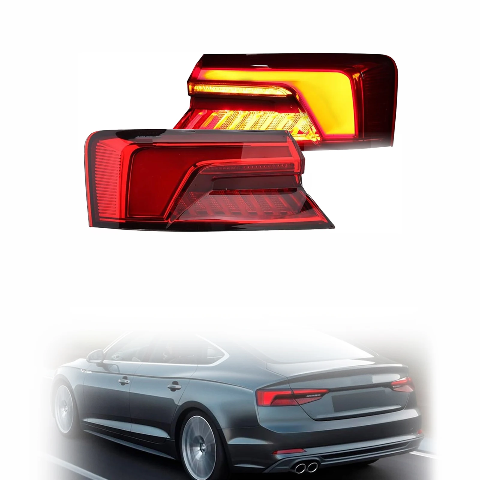 Pair LED Outer Tail Lights Assembly for A5 2017-2020 Rear Lamp 8W6945091J Driver and Passenger Side with Bulbs