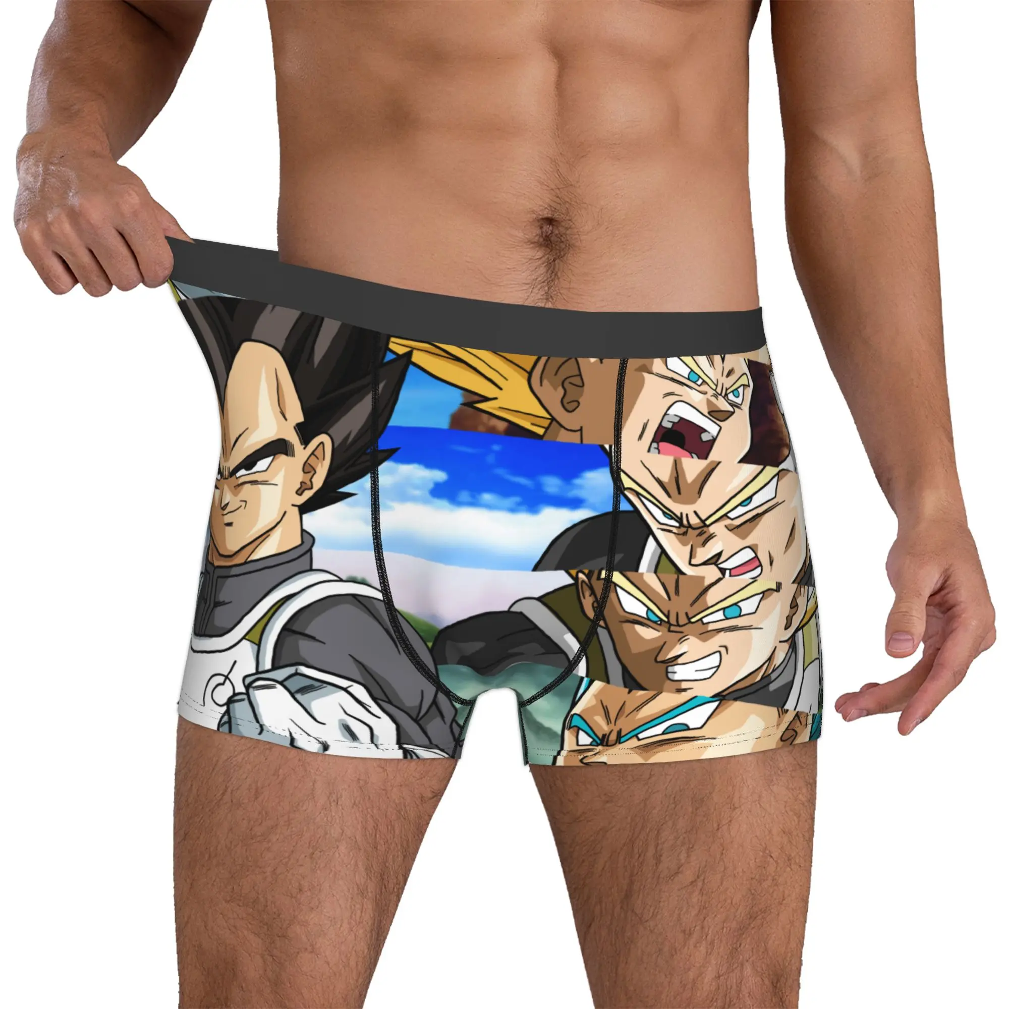 Benutzerdefinierte DBZ Vegeta Cartoon Boxershorts Herren Slips Unterwäsche Lustige Unterhosen