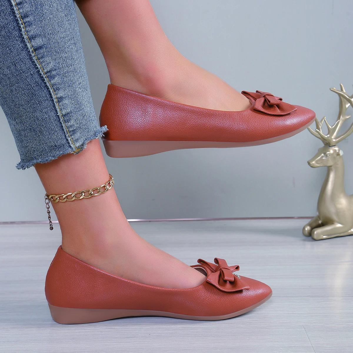 

Женские универсальные удобные туфли Мэри Джейн, повседневная обувь на плоской подошве, с бантом, модные Легкие уличные лоферы, 2024