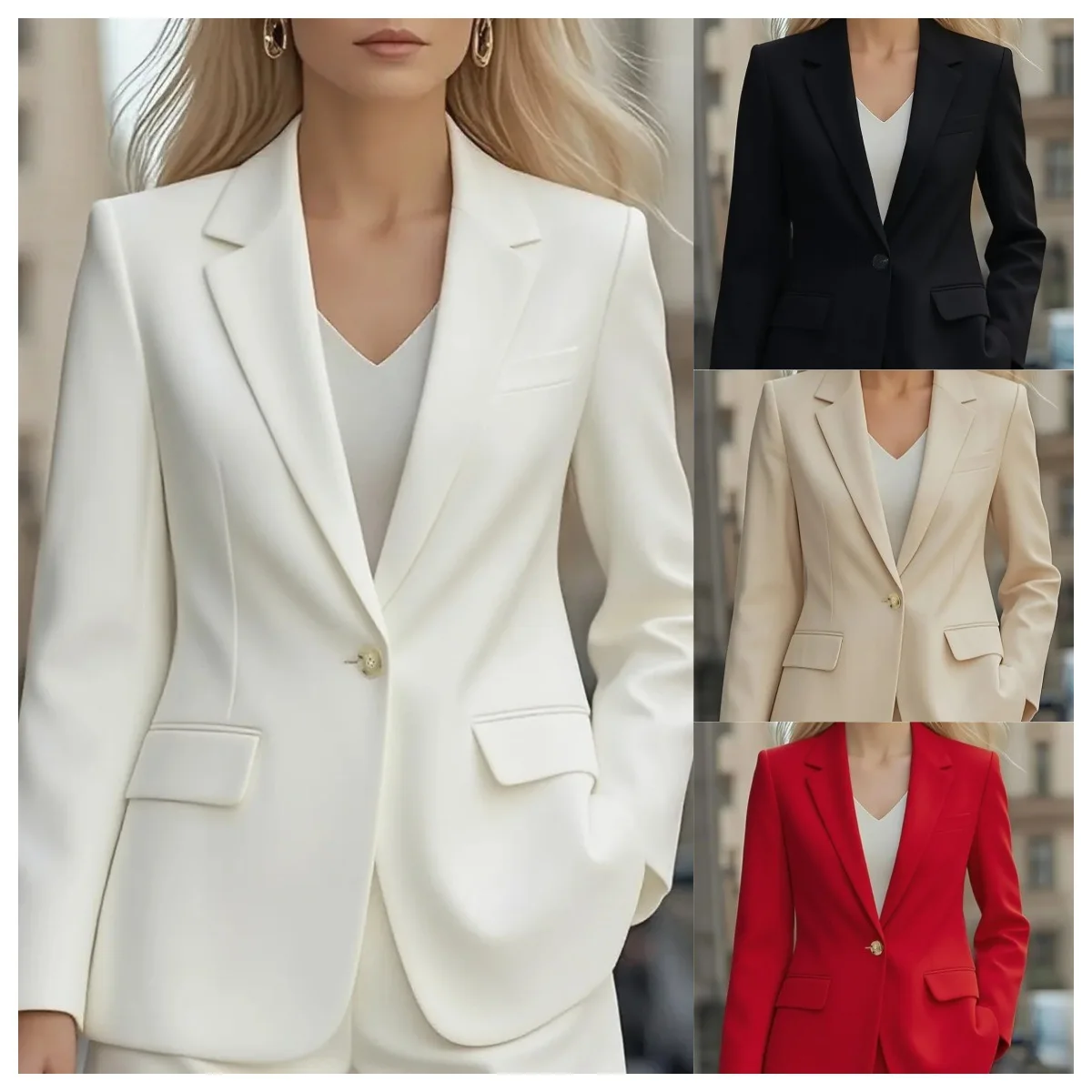 

New Autumn/Winter Fashion Casual Long Sleeve Turn-down Collar Single Button Soild Color Slim Fit Suits,4 Colors