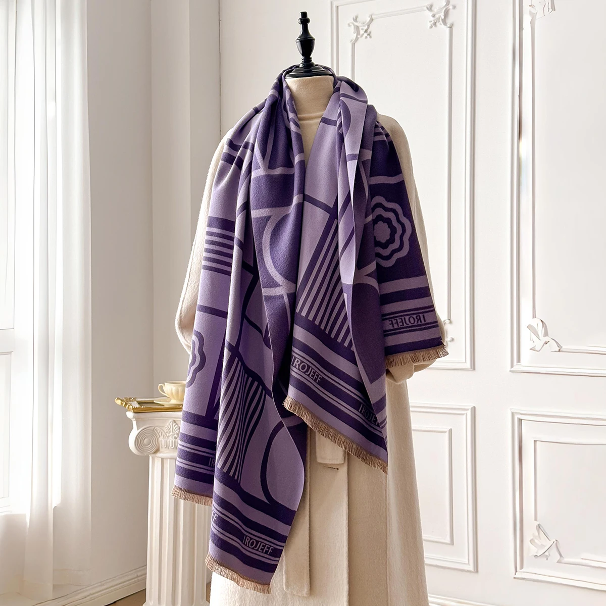 

Новый зимний кашемировый шарф с геометрическим узором для женщин, шаль, женская пашмина, элитное брендовое пончо, толстое одеяло, теплое Bufanda Echarpe