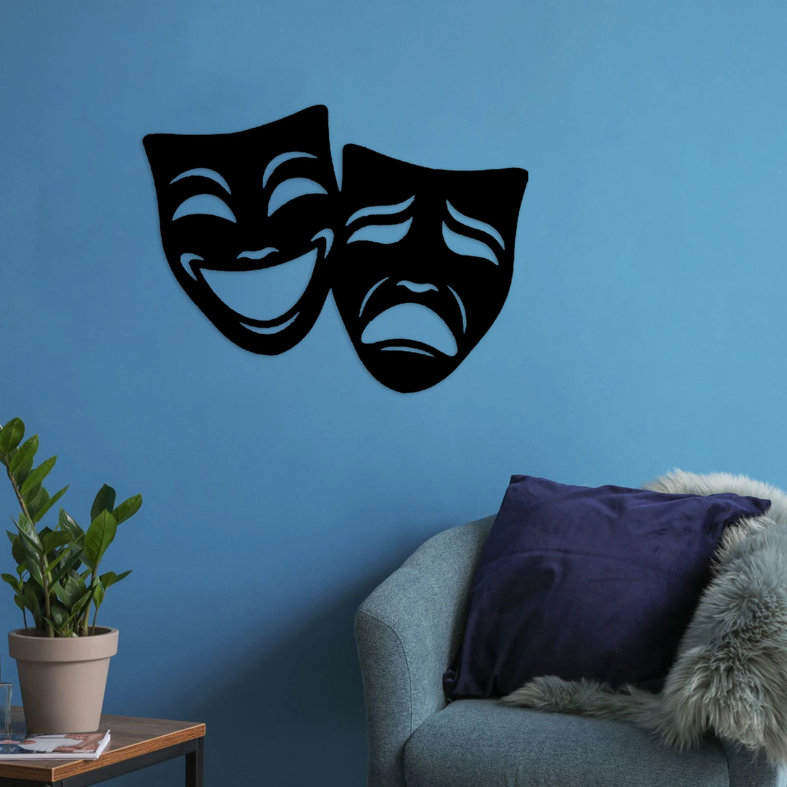 2Pcs Metal Theater Wall Art, Comedy And Tragedy Mask Metal Sign, Actor, Metal Decor Wall Hanging, Gift For Actress Actor Signs