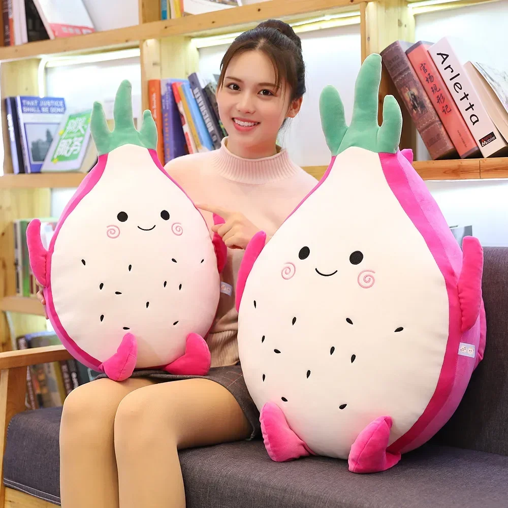 Cute Beautiful Kawaii Dragon Fruit Plush Toy Stuffed Fruit Pitaya Doll Soft Cartoon Sleep Pillow Cushion Gift for Kids Baby Girl