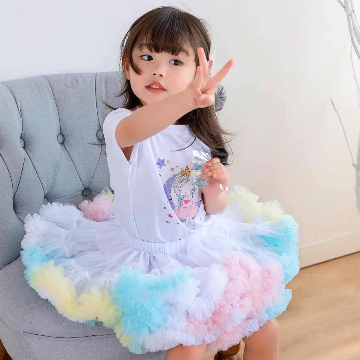 1-15 Years Lush Small Baby Girls Tutu Skirt for Kids Children Puffy Tulle Skirts for Girl Newborn Party Princess Girl Clothes