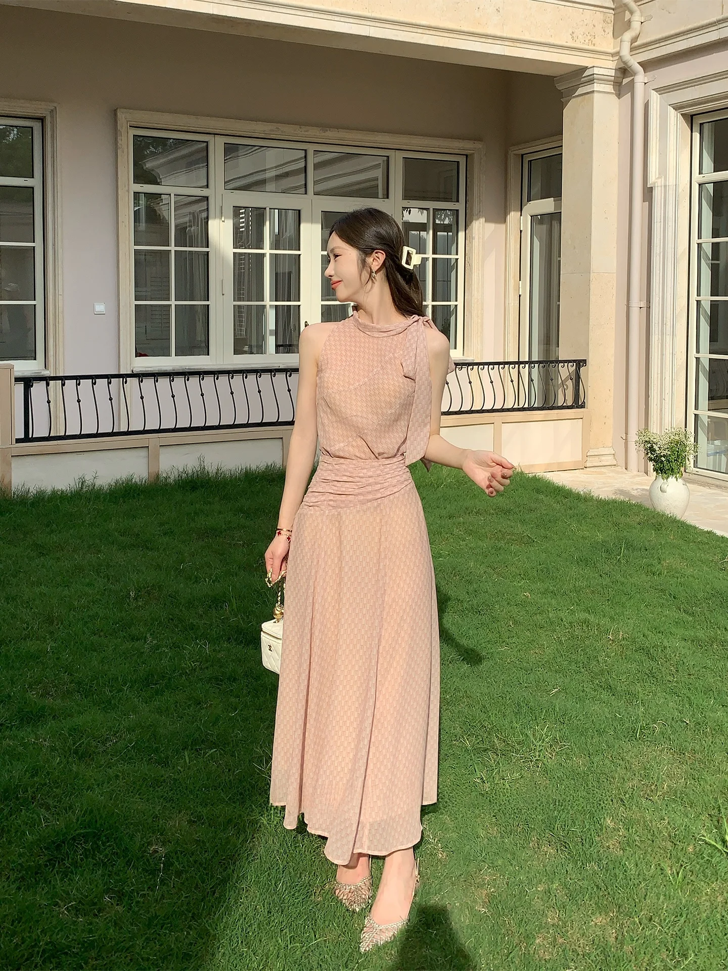 

Летний жилет с цветочным принтом, топ и юбка трапециевидной формы, комплект из двух предметов для женщин, повседневная одежда из полиэфирного волокна Ele Sle