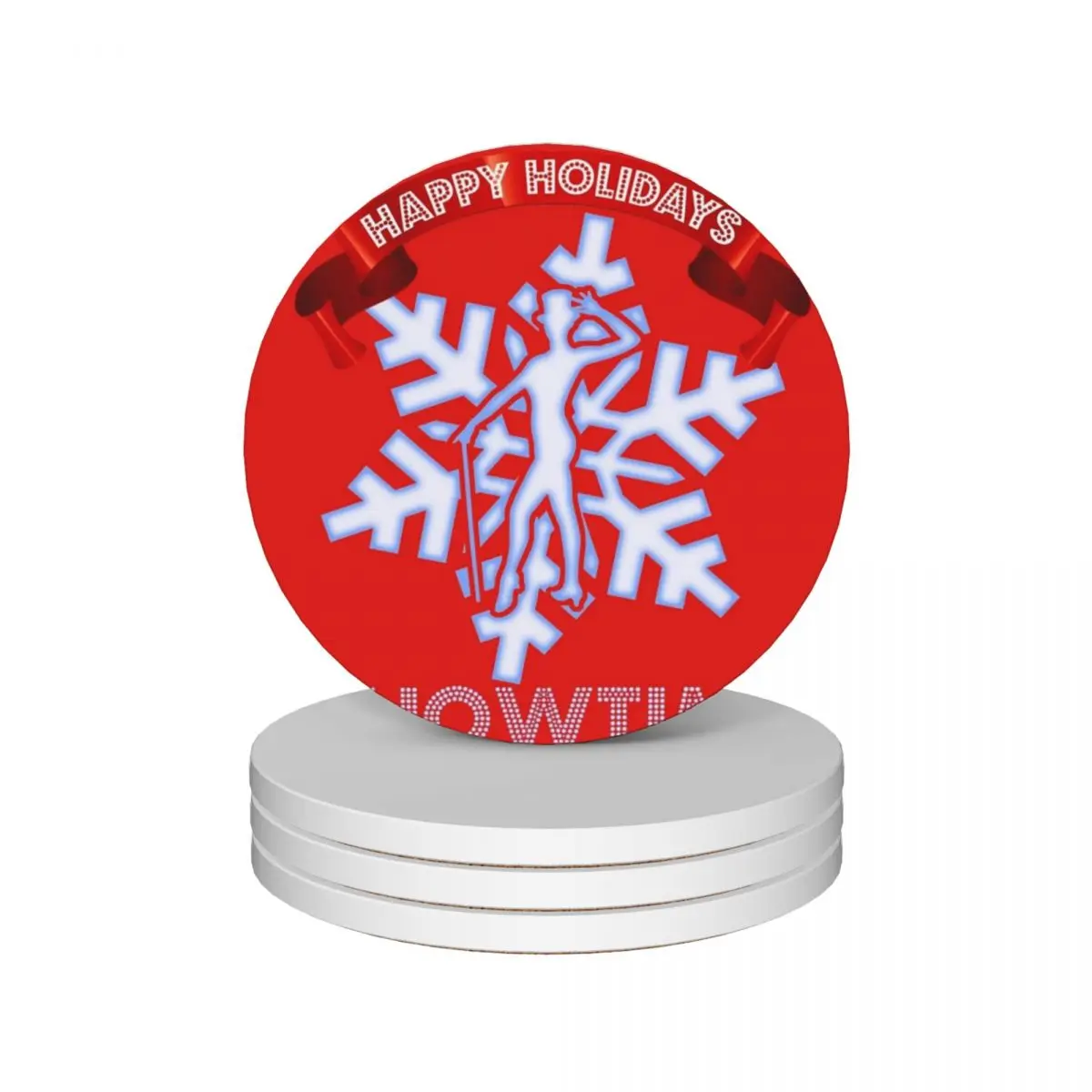 

Showtime Happy Holidays Ceramic Coasters (Set of 4) tea cup holder slate Coasters