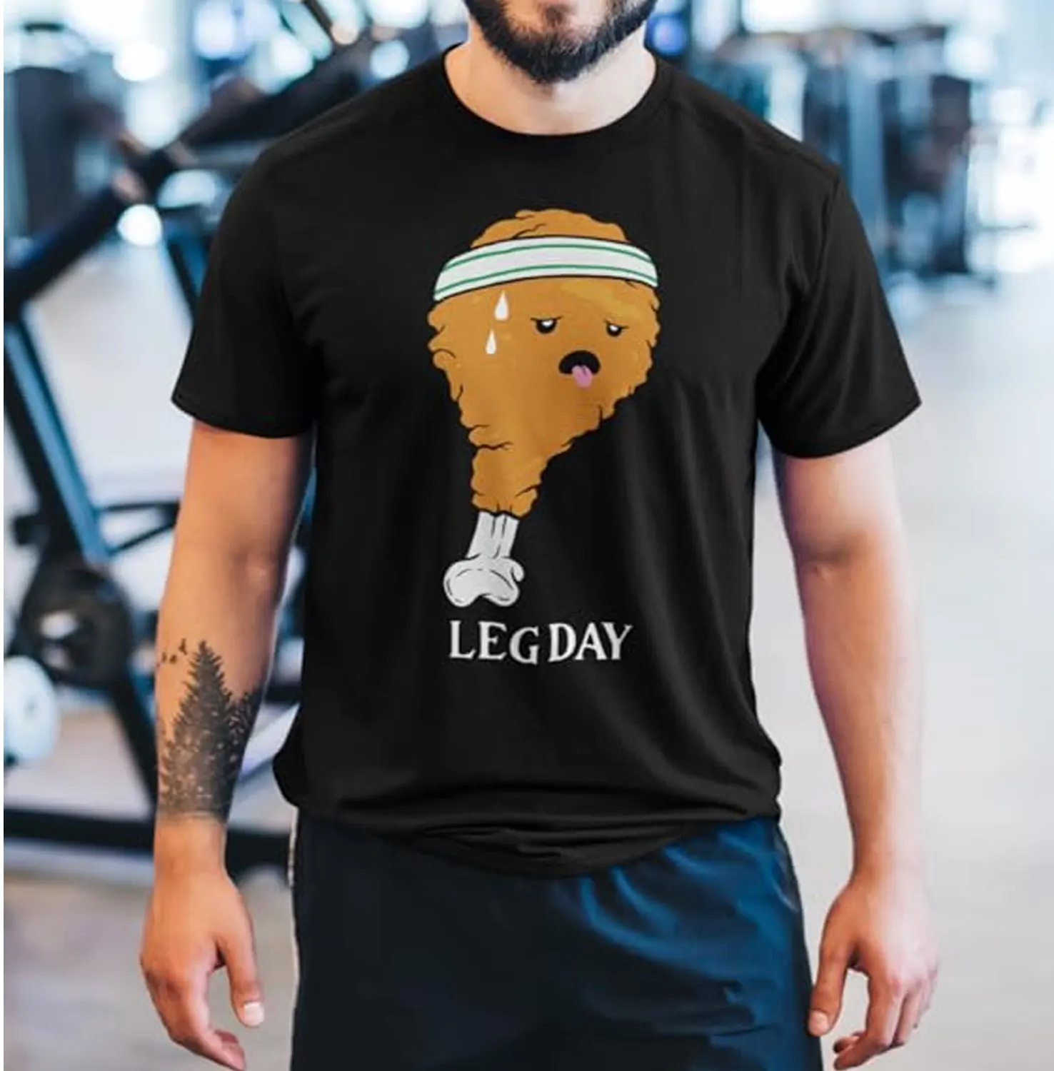 Gym Shirt Leg Day Weight Lifting Bodybuilding Chicken Leg T-Shirt Classics T-Shirt Funny Men Clothing Graphic TShirts Cotton Tee