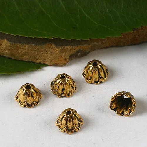 100pcs 7*5mm Dark Gold Tone Flower SHAPED Bead Cap H3011 Jewelry Making Supplies