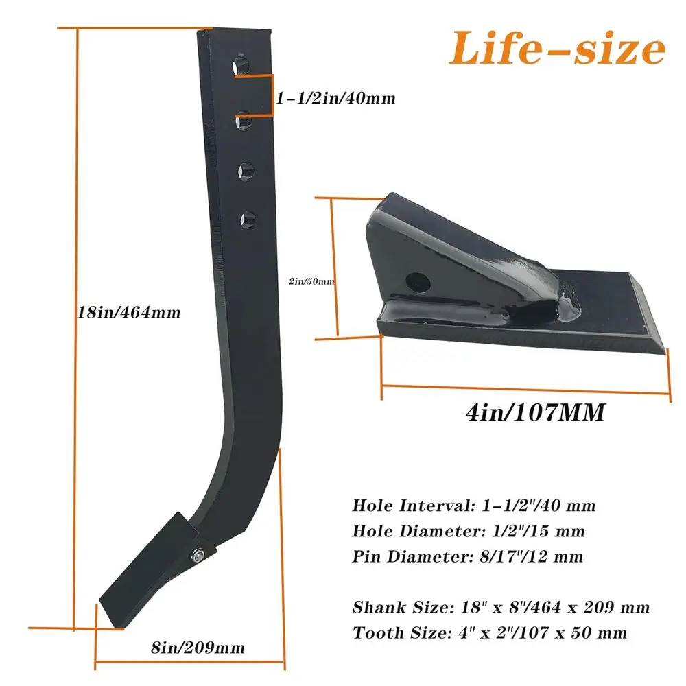 5 Pack 4 Hole Scarifier Teeth, 18 Box Blade, Removable Tapered Teeth Ripper, Adjustable Parts for Digging and Plowing