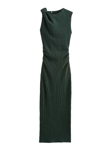 Imagen 2 del producto ZAJIA2002 nueva ropa de mujer estilo europeo y americano moda simple vestido largo con textura de nudo delgado