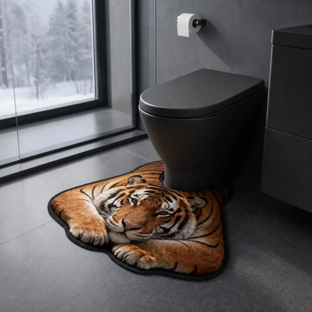Irregular Animal Shape U-Shaped Toilet Floor Mat Quick Drying Absorbent Non-Slip Bathroom Mat Dirt Resistant Mat