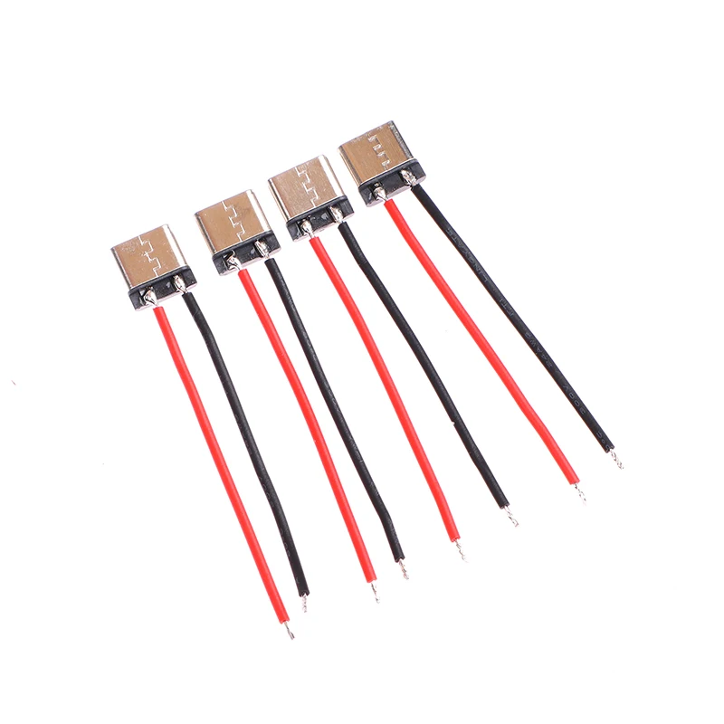 10Pcs Micro USB Type-C 2Pin Horizontal 2P Simple Soldered Male Plug-in Board Quick Charging Connector