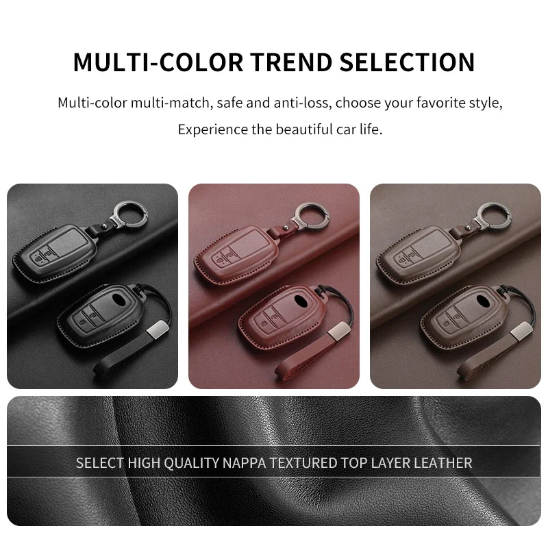 New Leather Car Remote Key Case Cover Shell For Toyota Prius Camry Corolla Avalon CHR RAV4 Land Cruiser Prado Keyless Key Fob