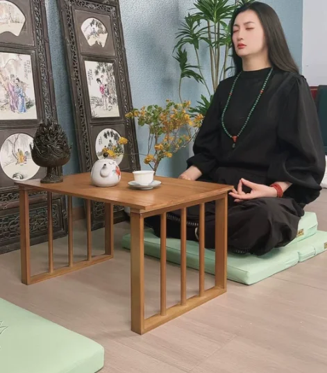 Low Zafu Meditation Cushion Suzhou Embroidery Lotus Extra Thick Anti-slip Zen Pad for Home Yoga Prayer Kneeling
