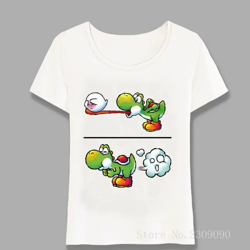 Funny Summer women T-shirt farting Yoshi cartoon T-shirt funny anime design cute casual Girl tops Harajuku girl tees Harajuku