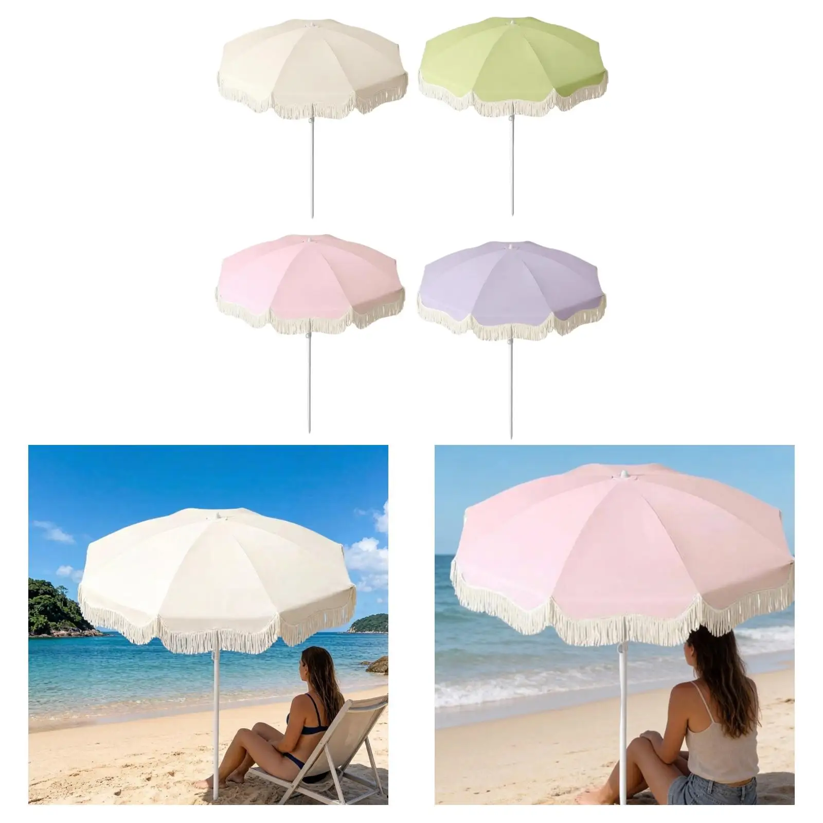 Patio Umbrella UPF50 Plus Sun Protection Steel Pole Outdoor Parasol for Garden Beach Pool Vacation Festival