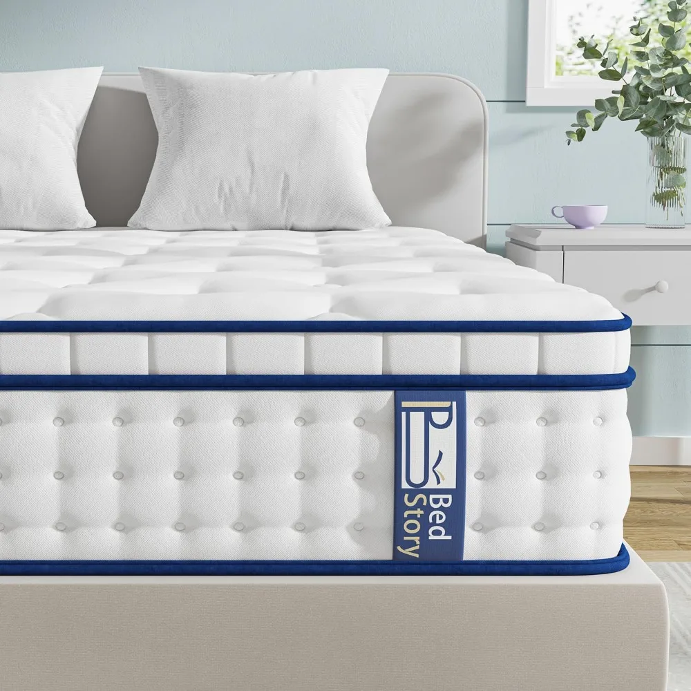 , 12 Inch Medium Firm Hybrid Mattress in a Box, Cooling Gel-Infused Memory Foam with Individual Pocket Springs Mot