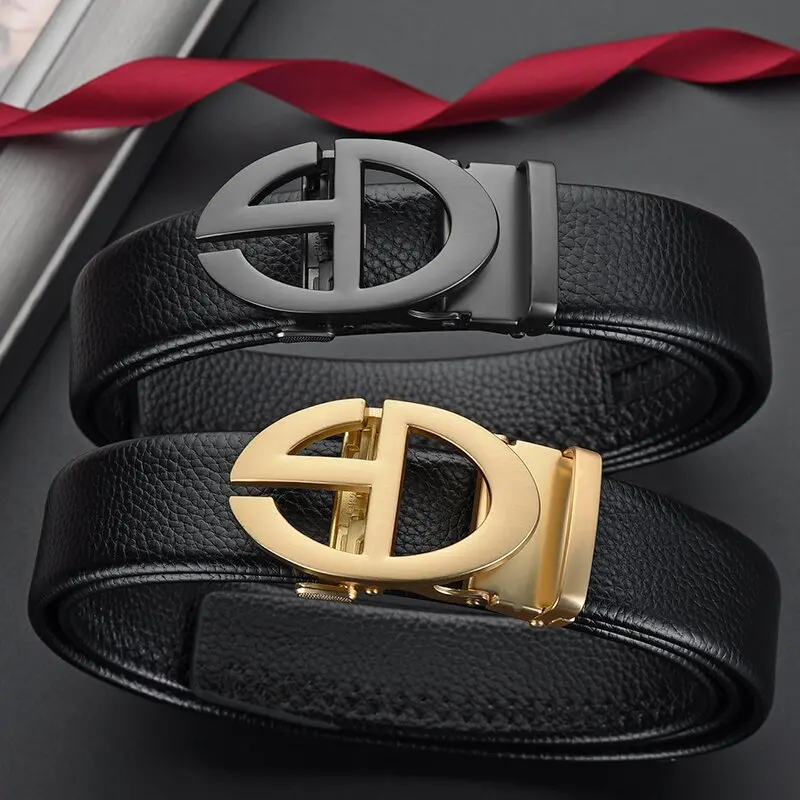 

Men's Alloy Automatic Buckle Pure Cowhide Belt, Versatile, Casual and High-end Men's Pants Belt