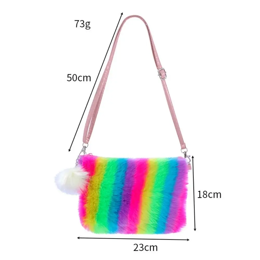 Borsa a tracolla in peluche arcobaleno borse in pelliccia colorata borse a tracolla moda donna borse a mano per ragazze cinture regolabili cartelle