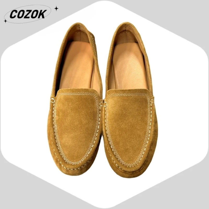 

25 Hot-Selling New Products Retro Style Premium Sheepskin Wear-Resistant Casual Retro Shoes Slip-on Fashion Spring Flats A040229