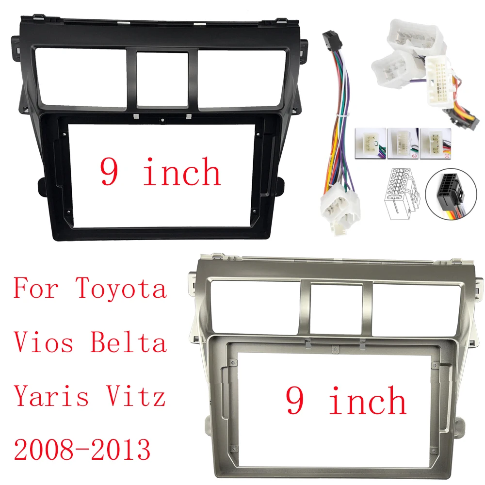 

WQLSK 2DIN 9 Inch Car Frame Fascia Adapter Android Radio Dash Fitting Panel Kit For Toyota Vios Belta Yaris Vitz 2008-2013