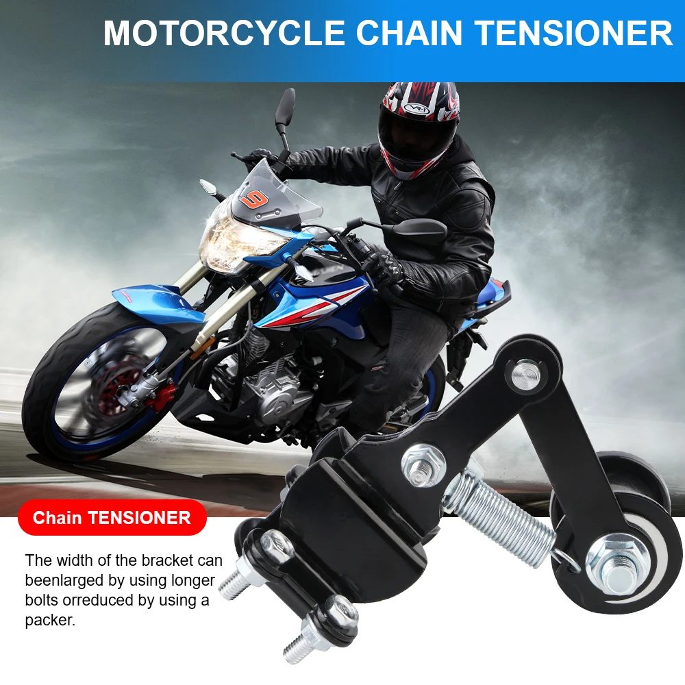 Motorcycle Chain Adjuster Tensioner Guide with Guide Wheels Bike Sprocket Parts Tools 4 Wheeler Motorized Bike Universal