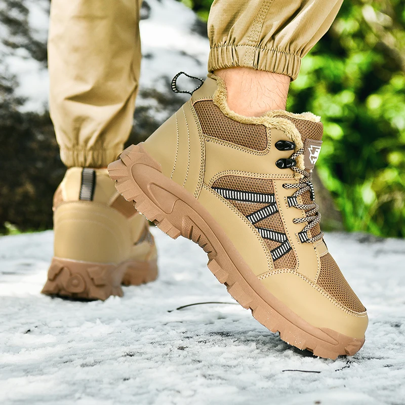جديد وصول الكاكي الشتاء أحذية رياضية للرجال النساء الدافئة أفخم الرجال حذاء للسير مسافات طويلة حجم كبير 46 عدم الانزلاق الرحلات أحذية رياضية الرجال 2026 #3