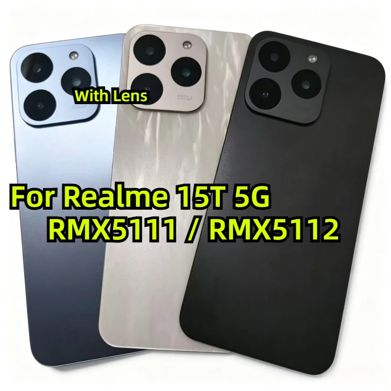 Back Cover For Realme 15T 5G RMX5111 / RMX5112 Rear Glass Battery Cover With Camera Lens Frame Repair Parts