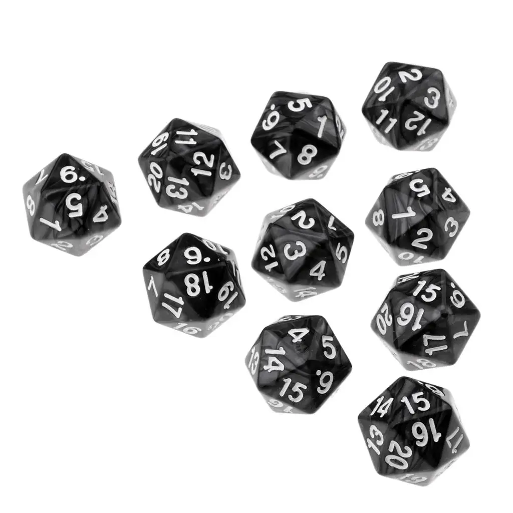 

10pcs Colourful 20 Sided Polyhedral Dices Numbers Dials Desktop 22mm Dice Family Table Games