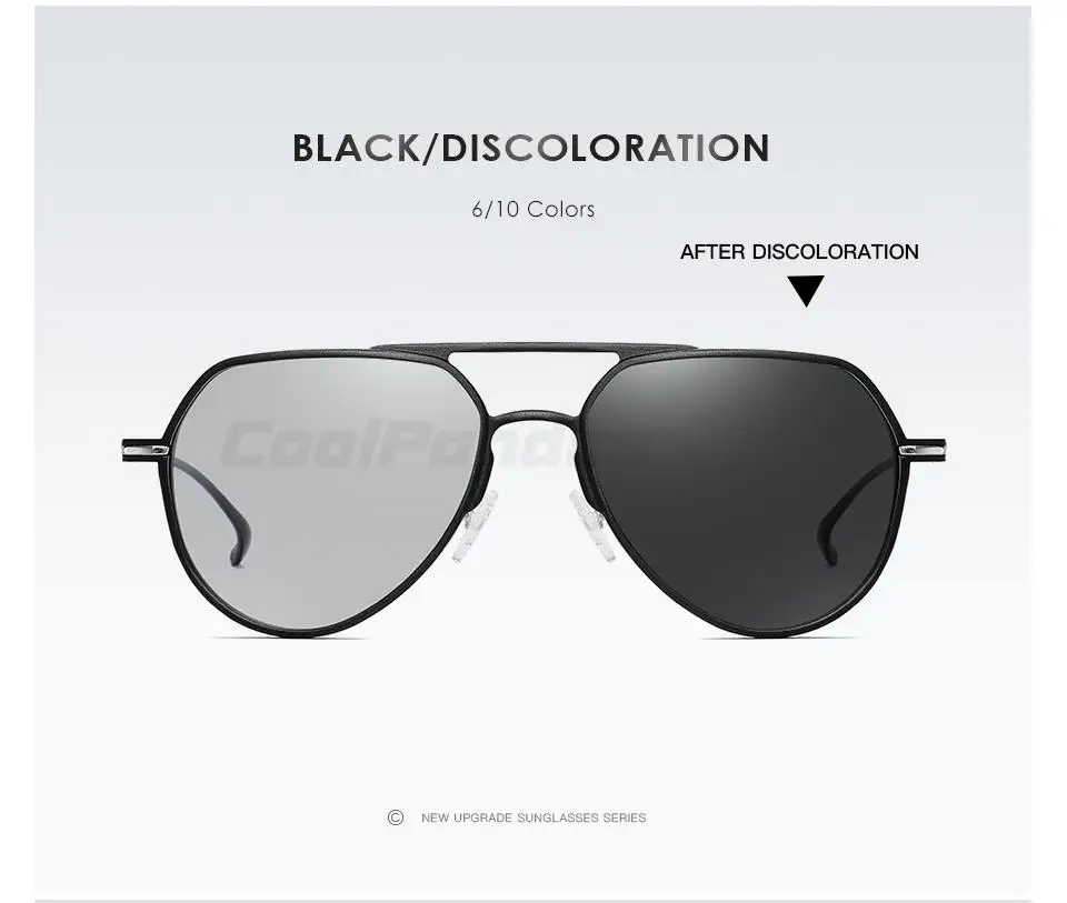 CoolPandas Hohe Qualität Aluminium Photochrome Sonnenbrille Für Männer Frauen Polarisierte Chameleon Linsen Brillen Fahren Pilot Gläser – Detail 17