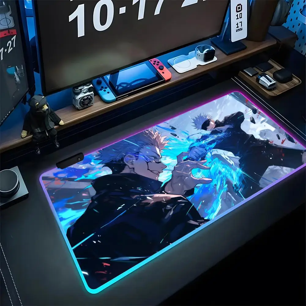 

Jujutsu Kaisen Mouse Gifts Pad Gaming Rgb Mousepad Backlit Keyboard Gamer Girl Xxl Laptop Mat Table Pads Deskpad