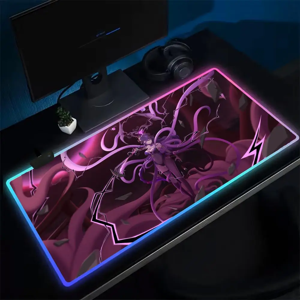 

Коврик для мыши Super Tentacle, игровой коврик для мыши в стиле аниме, светодиодные настольные коврики с подсветкой, резиновые настольные коврики XXL RGB