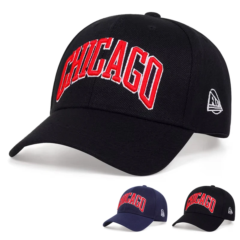 Unisex CHICAGO Letter Embroidery Baseball Caps Spring Autumn Outdoor Adjustable Casual Hats Dad Hat Sunscreen Hat