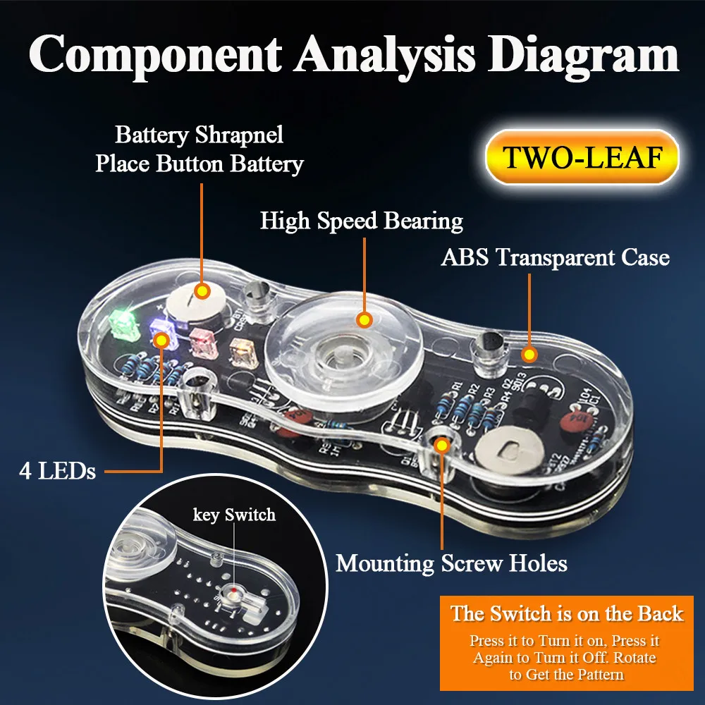 DIY LED Fidget Top Assembly Finger Rotate Toy Soldering Project Practice Solder Colour Light DIY Electronic Kit with CR927