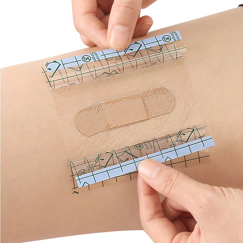 10Sheets Waterproof Transparent Tape PU Film Medical Adhesive Plaster Anti-allergic Wound Dressing Tape First Aid Kit Band Aids