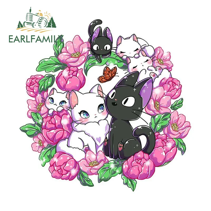 EARLFAMILY 13cm x 12.9cm for CUTE CAT Car Stickers Occlusion Scratch Creative Decals Waterproof Motorcycle Bumper Car Goods