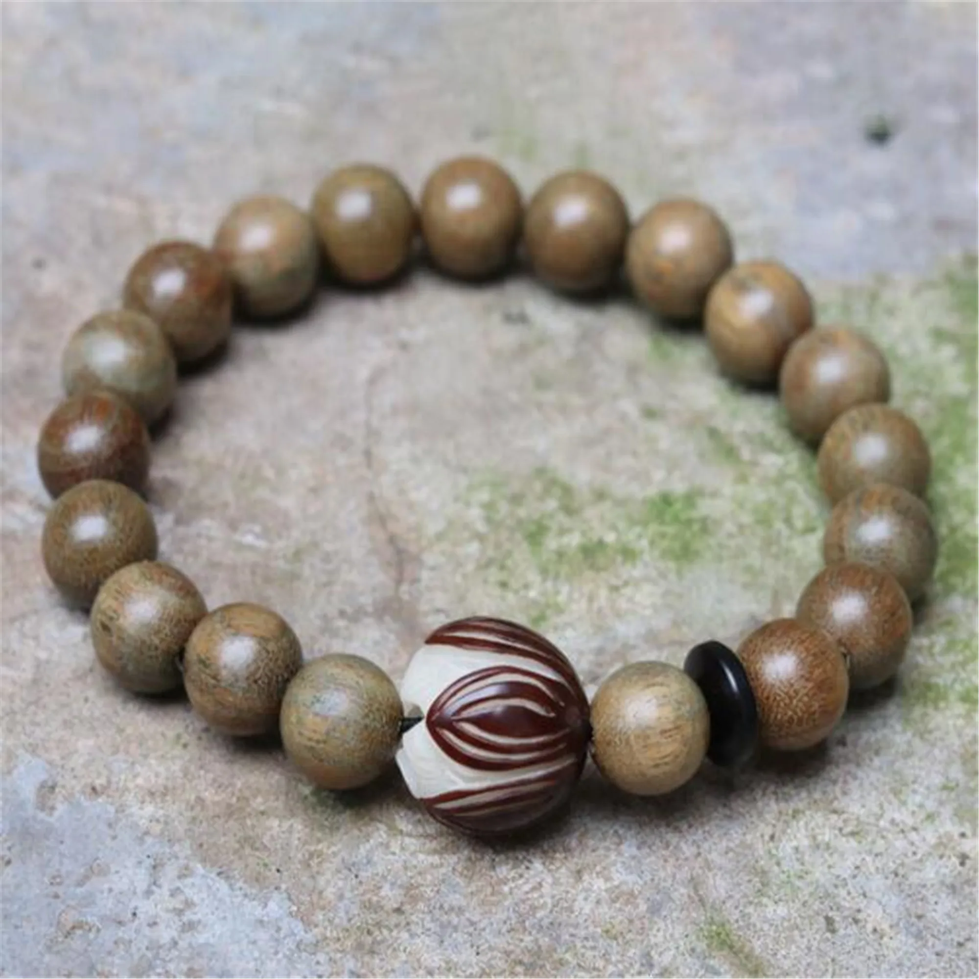 8mm Sandalwood Lotus Bodhi men mala Cuff mala bracelet Wrap Charm Handmade Eco-Friendly Trendy Prayer