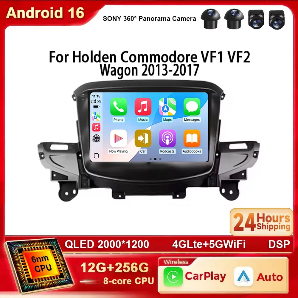 Android 16 Car Stereo For Holden Commodore VF1 VF2 Wagon 2013-2017 GPS Navigation CarPlay DSP Bluetooth Head Unit Plug & Play