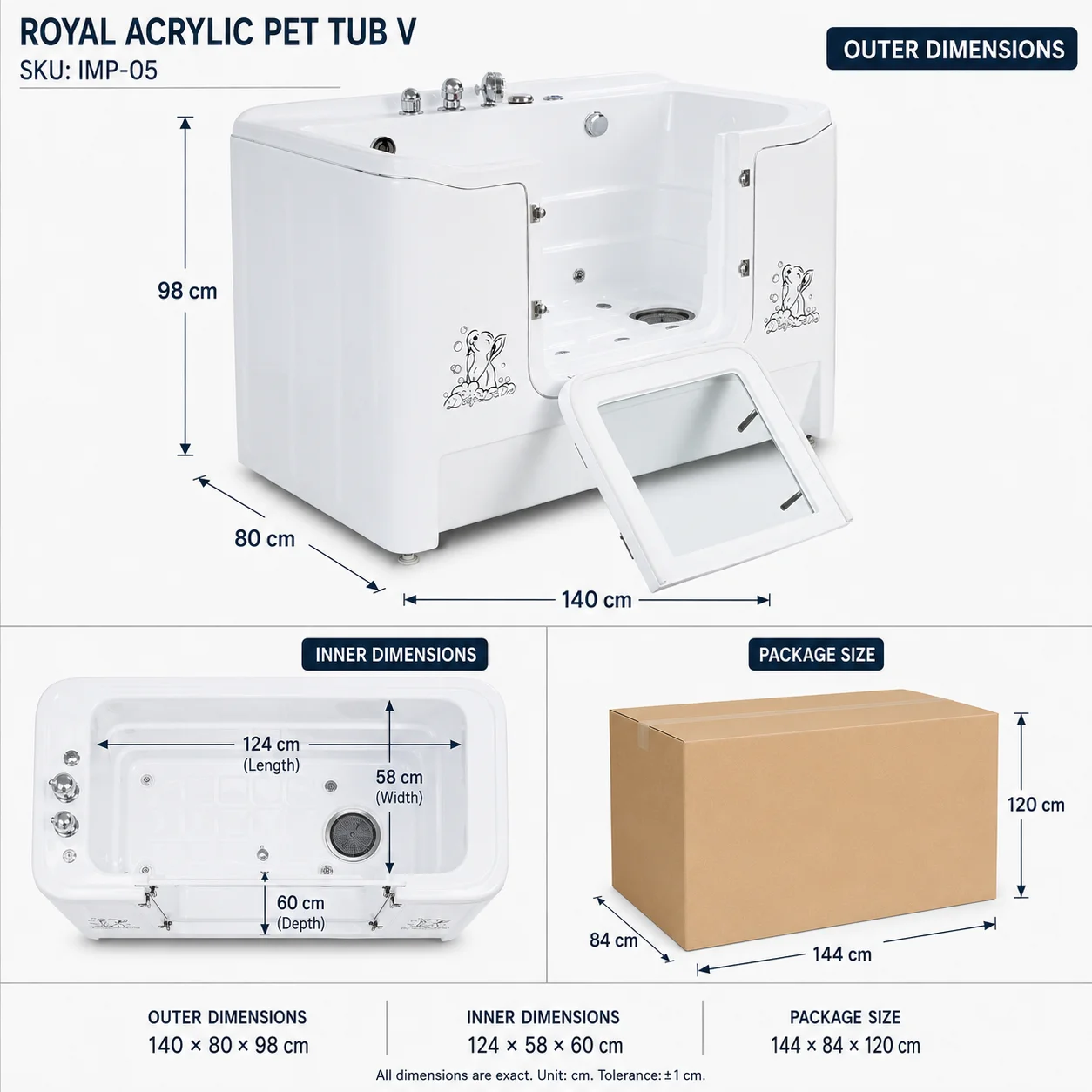 5-Star Luxury Milky Micro-Nano Bubble Boarding Exit Pet Salon Bathtub