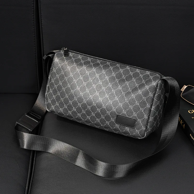 Trendy Plaid Men Crossbody Bag Fashion Plaid Floral Crossbody Bags For Men Casual Lightweight Rectangle Sling Bags Male Daypack