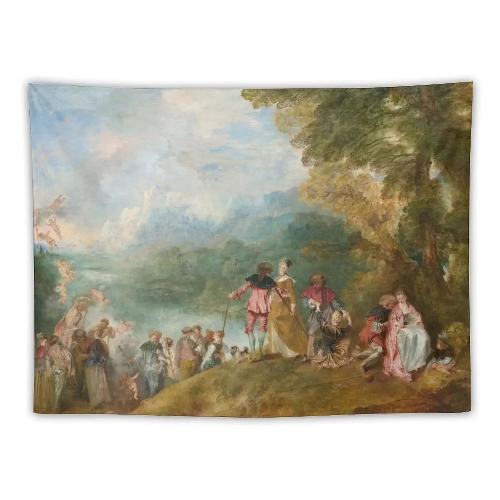 The Embarkation for Cythera, Jean Antoine Watteau, 1684 Tapestry Home Decorations Living Room Decoration Bathroom Decor Tapestry