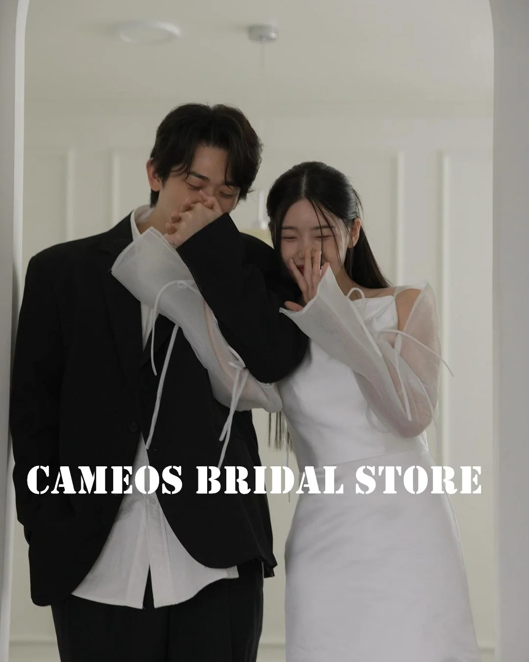 Sondr personalizado nne chiar vestidos de casamento ruched coreia um ombro mangas compridas noite marfim vestidos de noiva femininos