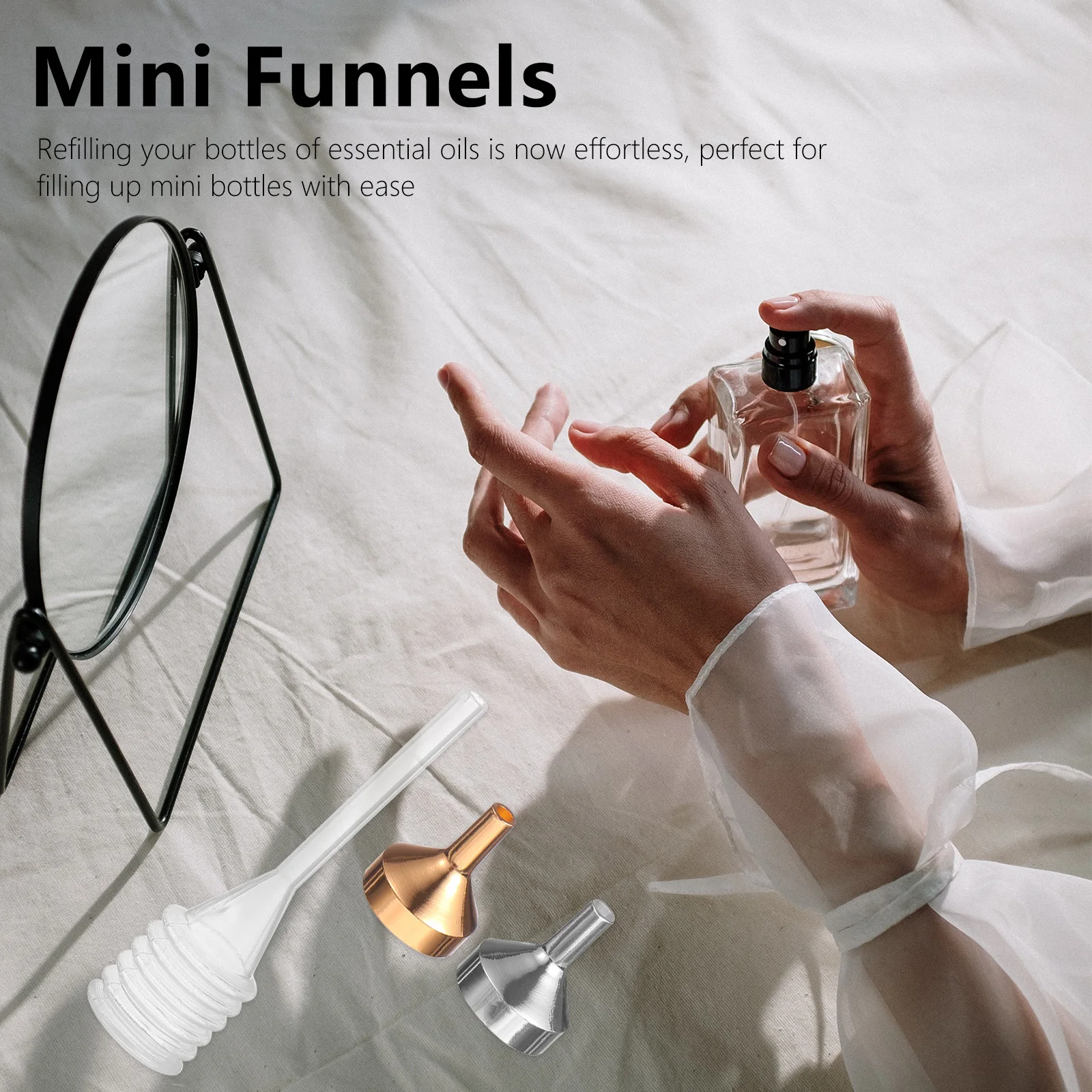 

12Pcs Mini Funnels Small Metal Funnels for Refilling Perfume Essential Oils Bottles Transferring Liquid Crafts Supplies Science