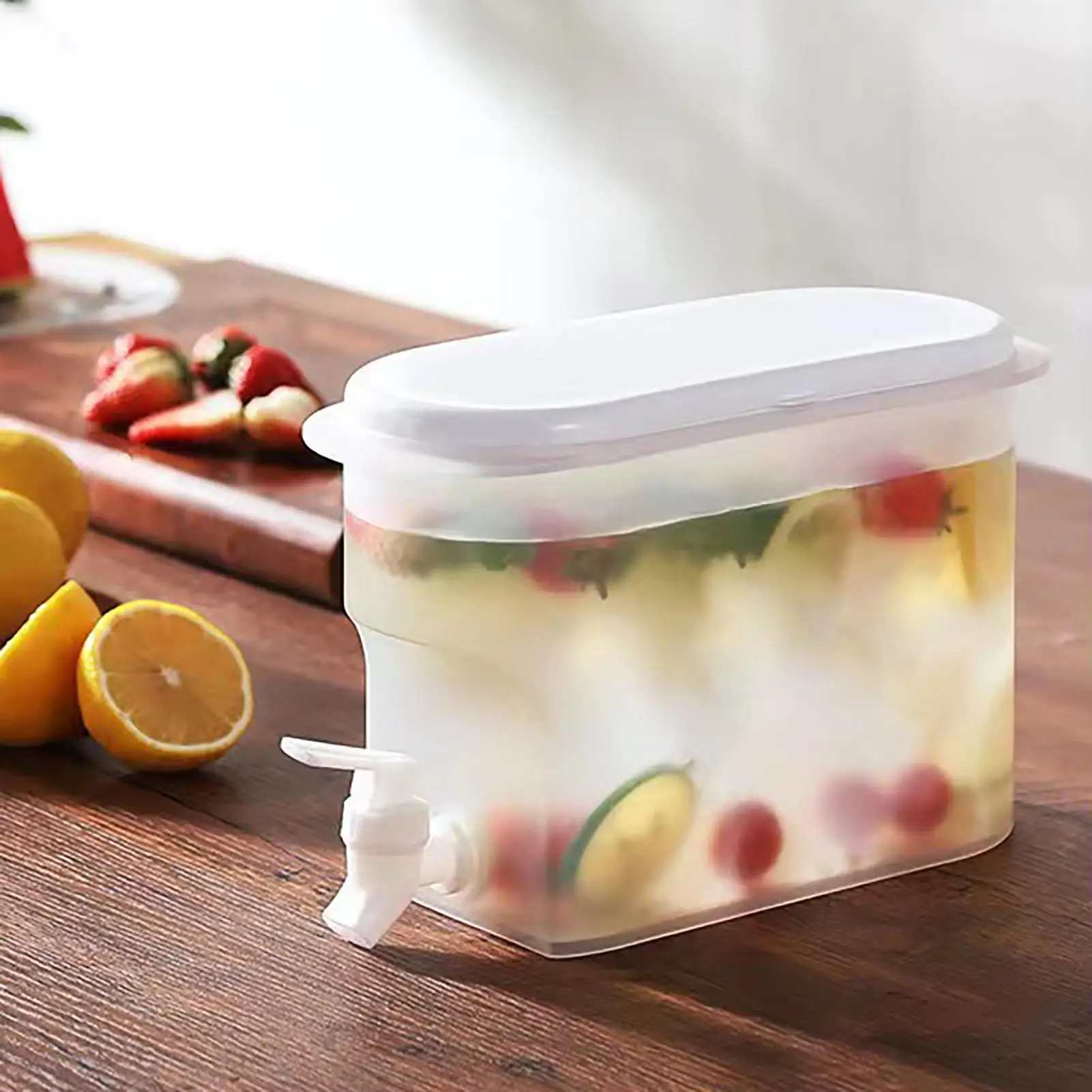 Hervidor de agua fría de 2,8 L con grifo, dispensador de bebidas heladas para refrigerador, jarra de fiesta al aire libre para el hogar y la cocina