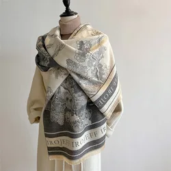 Luxury Print Flower Wrap Chal Soft Mujer Bufanda Pashmina Women Shawls Imitation Cashmere Scarf Tassels Muffler Poncho Cape