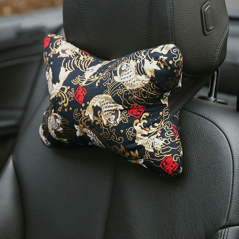 Car head pillow neck pillow JDM and wind day floating world painted four seasons universal car interior pillow car bone pillow