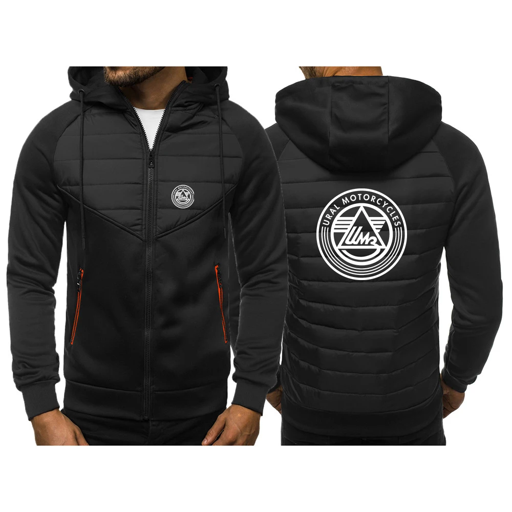 Russian Ural Motorcycle 2024 NEW Men's Spring Autumn Leisure Fashion Jacket Three-Color Stitching Sweatshirts Cotton Comfort Top