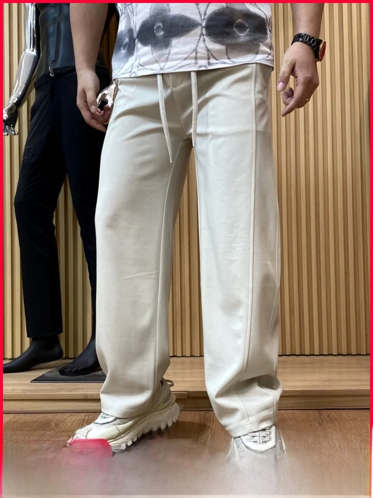 

Удобные повседневные мужские брюки: весенняя мода, прямой крой, приятные на ощупь, дышащие, из смесового полиэстера и хлопка