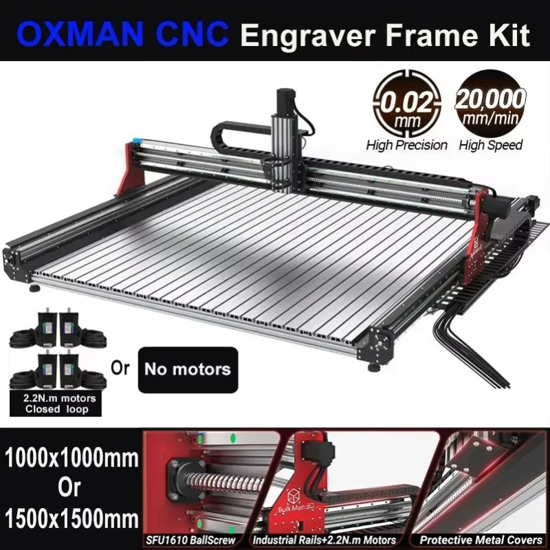 10%OFF BulkMan3D High Speed OXMAN CNC Frame Kit Option 2.2N.m Closed Loop Stepper Motors Ball Screw Driven for Wood CNC Router